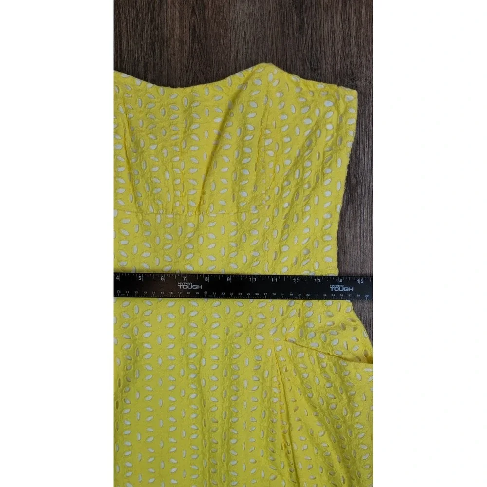 Lilly Pulitzer Blossom Strapless Dress Yellow Eyelet Fit Flare Size 6 Summer - Picture 6 of 11